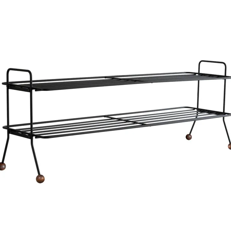 Maze Bill skohylla, L, svart - valnötsfärgad ask