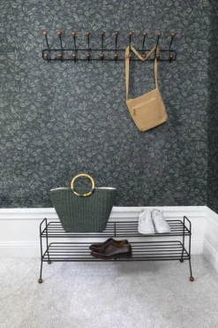 Maze Bill skohylla, L, svart - valnötsfärgad ask