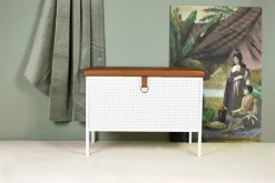 Maze Frank förvaringsbänk, vit - cognac