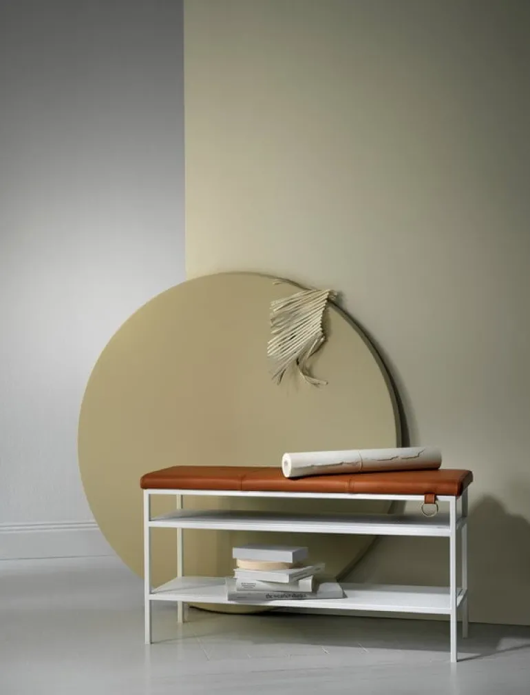 Maze Nancy sittbänk, vit - cognac