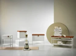 Maze Nancy sittbänk, vit - cognac