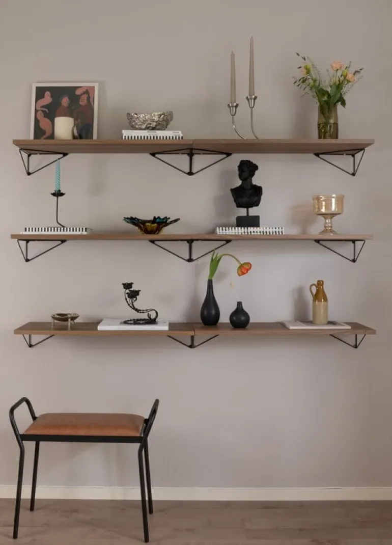 Maze Pythagoras hylla L, 80 x 27 cm, valnöt