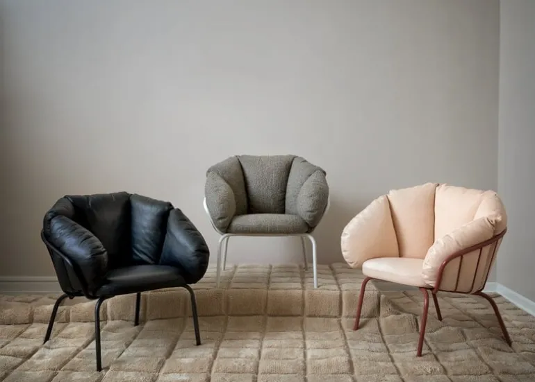 Maze Same Easy fåtölj, vit - brungrått tyg