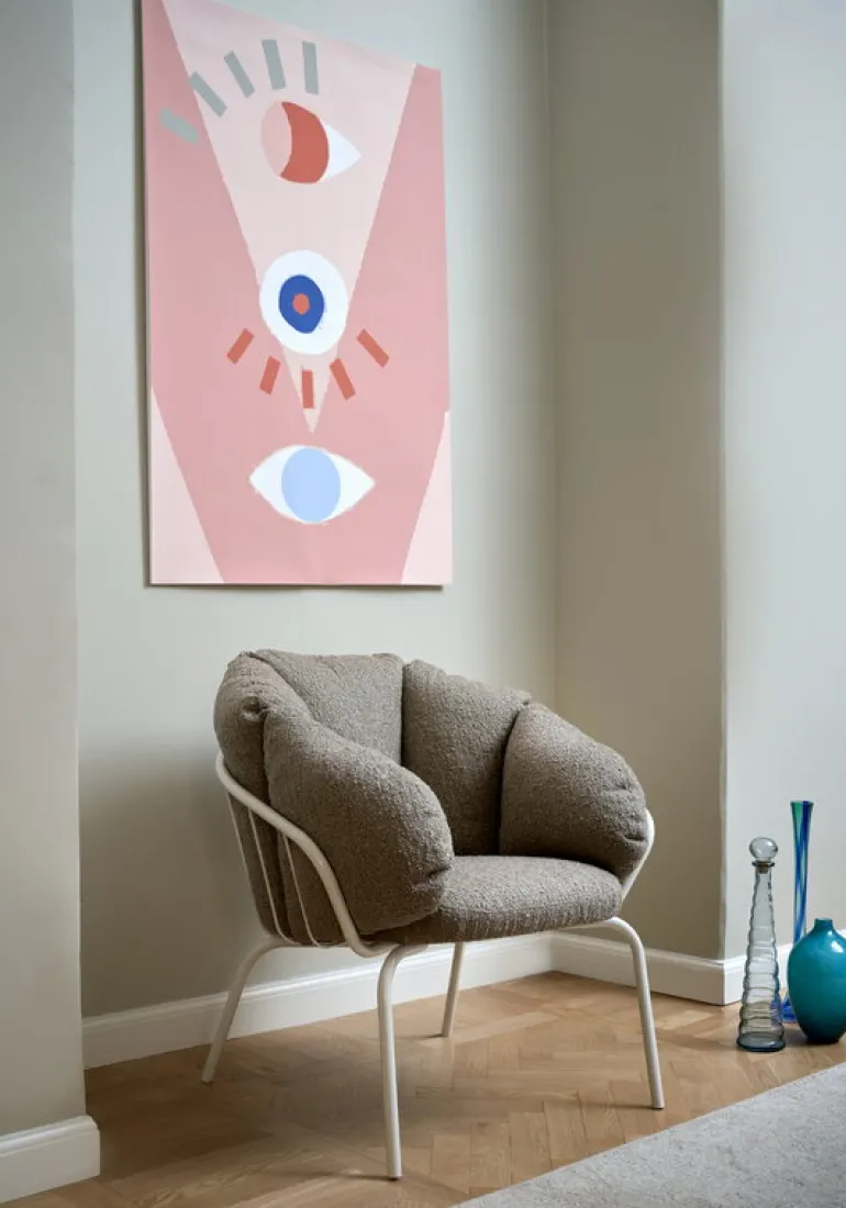 Maze Same Easy fåtölj, vit - brungrått tyg