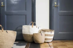 Mifuko Kiondo korg med handtag, L, vit - naturell