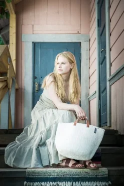 Mifuko Kiondo korg med handtag, L, vit