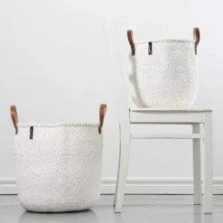 Mifuko Kiondo korg med handtag, L, vit