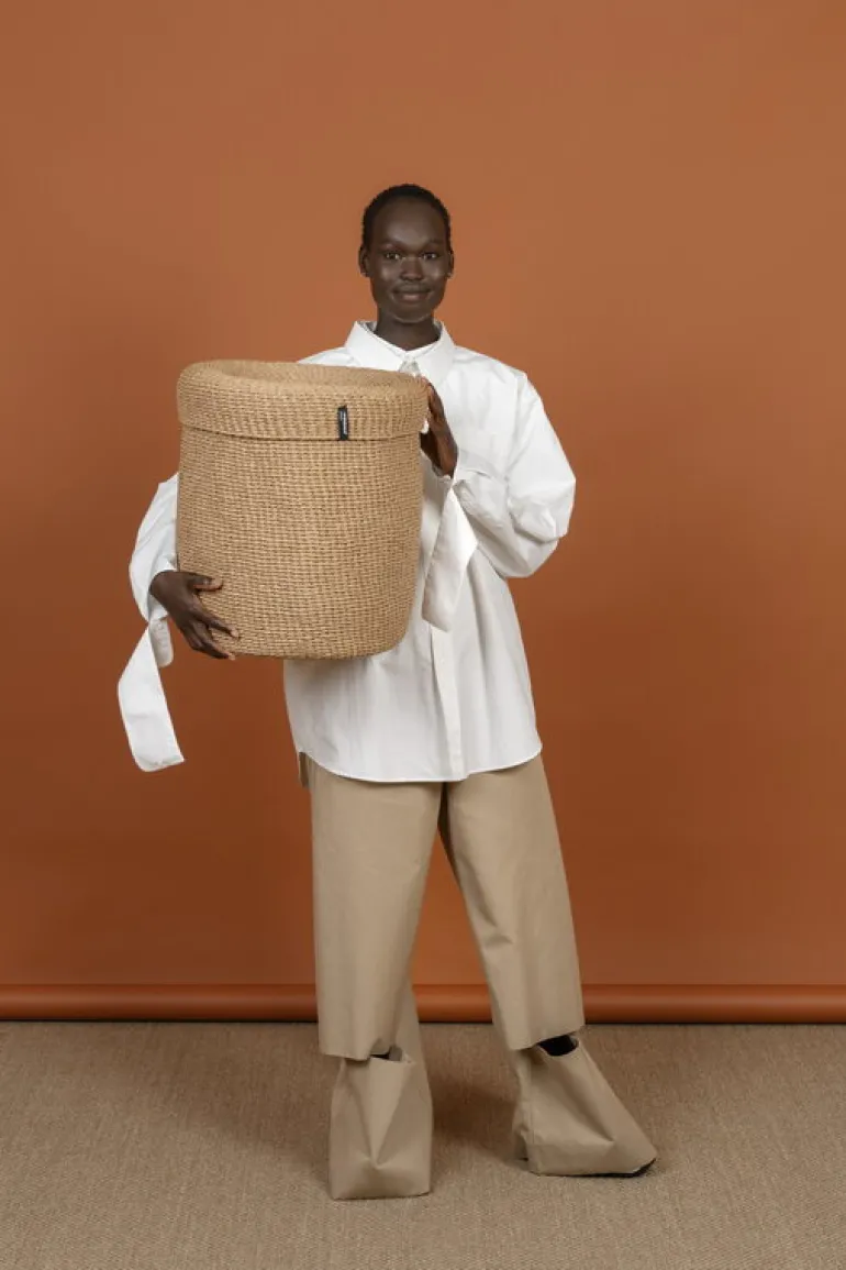 Mifuko Kiondo korg med lock, L, brun