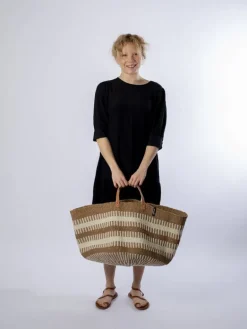 Mifuko Pamba golvkorg, XXL, vit - brun