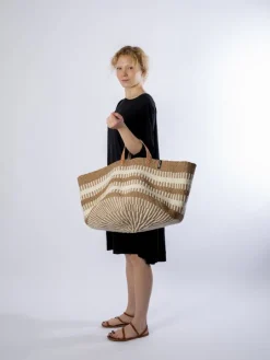 Mifuko Pamba golvkorg, XXL, vit - brun