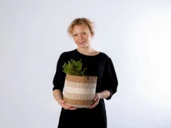 Mifuko Pamba korg, S, vit - brun