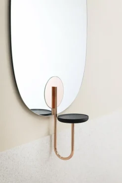 Miniforms Cigales spegel, svart - koppar