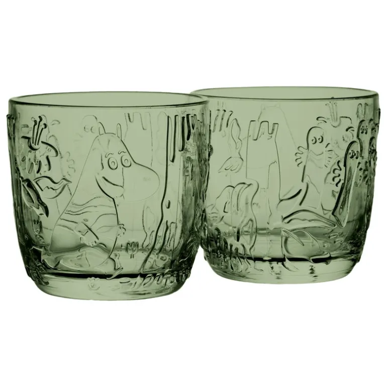 Moomin Arabia Mumin glas, 28 cl, tallgrön, 2 st.