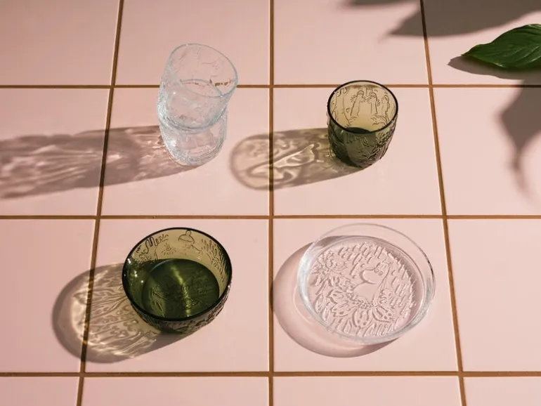 Moomin Arabia Mumin glas, 28 cl, tallgrön, 2 st.