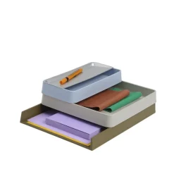 Muuto Arrange Desktop Series konfiguration 2, ljusblå - grå - brungrön