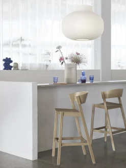 Muuto Cover barstol 75 cm, ek - cognac läder