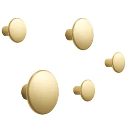 Muuto Dots Metal klädkrokar, 5-pack, mässing