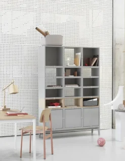 Muuto Stacked hyllmodul med bakstycke, liten, ljusgrå