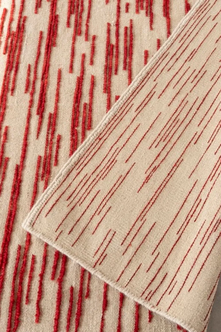 Nanimarquina Doblecara 3 matta, naturvit - röd