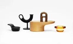 Nedre Foss Sirkel värmeljushållare, bärnstensgul