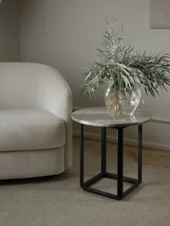 New Works Florence sidobord, 50 cm, svart - grå marmor