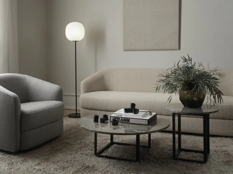 New Works Florence soffbord, 90 cm, svart - grå marmor