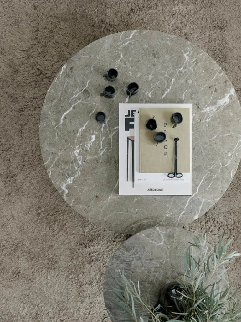 New Works Florence soffbord, 90 cm, svart - grå marmor