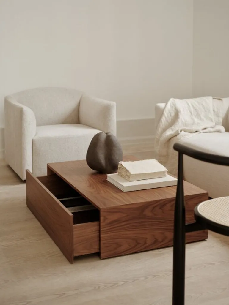 New Works Mass High soffbord med låda, valnöt