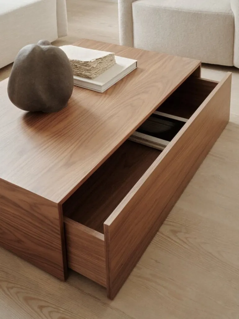 New Works Mass High soffbord med låda, valnöt