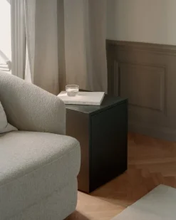 New Works Mass sidobord med låda, svartbetsad ek