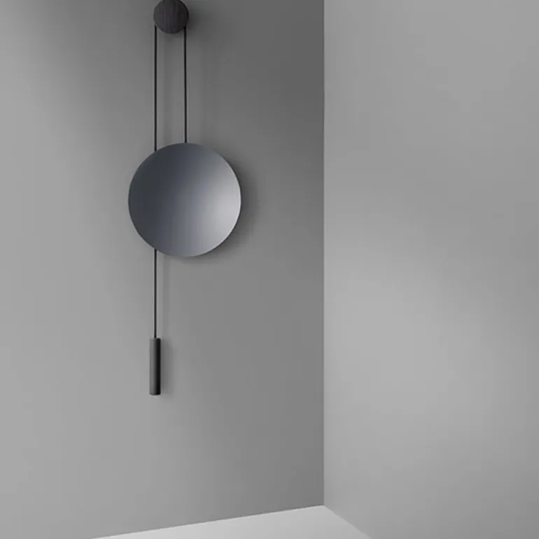 New Works Rise & Shine väggspegel, svart stål