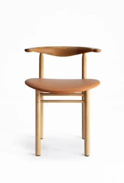 Nikari Linea RMT3 stol, ekfärgad ask - cognac läder