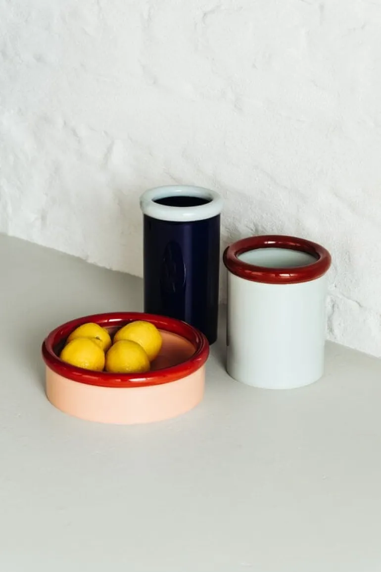 Nine Rod kruka, 17,5 x 15,3 cm, terrakotta - ljusblå