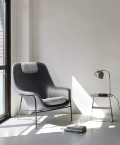 Normann Copenhagen Drape fåtölj, nackstöd, svart läder - Hallingdal 166 - svart