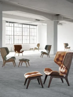 NORR11 Mammoth-stol, mörk rökt ek - Dunes Camel 21004 läder