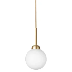 Nuura Apiales 1 hänglampa, borstad mässing - opalvit