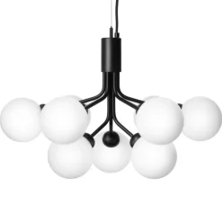 Nuura Apiales 9 pendellampa, satin black - opal white