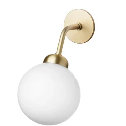 Nuura Apiales vägglampa, fast installation, borstad mässing - opalvit