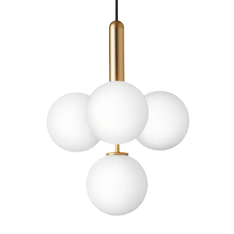 Nuura Miira 4 pendellampa, mässing - opalglas