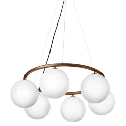 Nuura Mira 6 Circular pendellampa, mörk brons - opal white