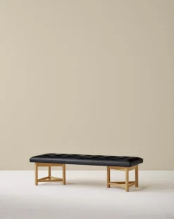 Ornäs Kolmiojalka bänk, 180 cm, ek - svart läder