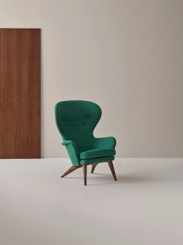 Ornäs Siesta loungefåtölj, ek - vinröd Vidar 582