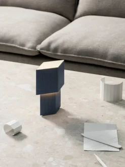 Pholc Romb Mini bordslampa, blå sten