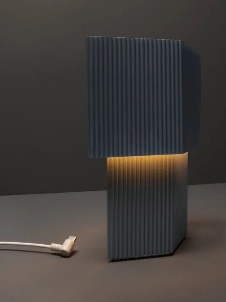 Pholc Romb Mini bordslampa, blå sten