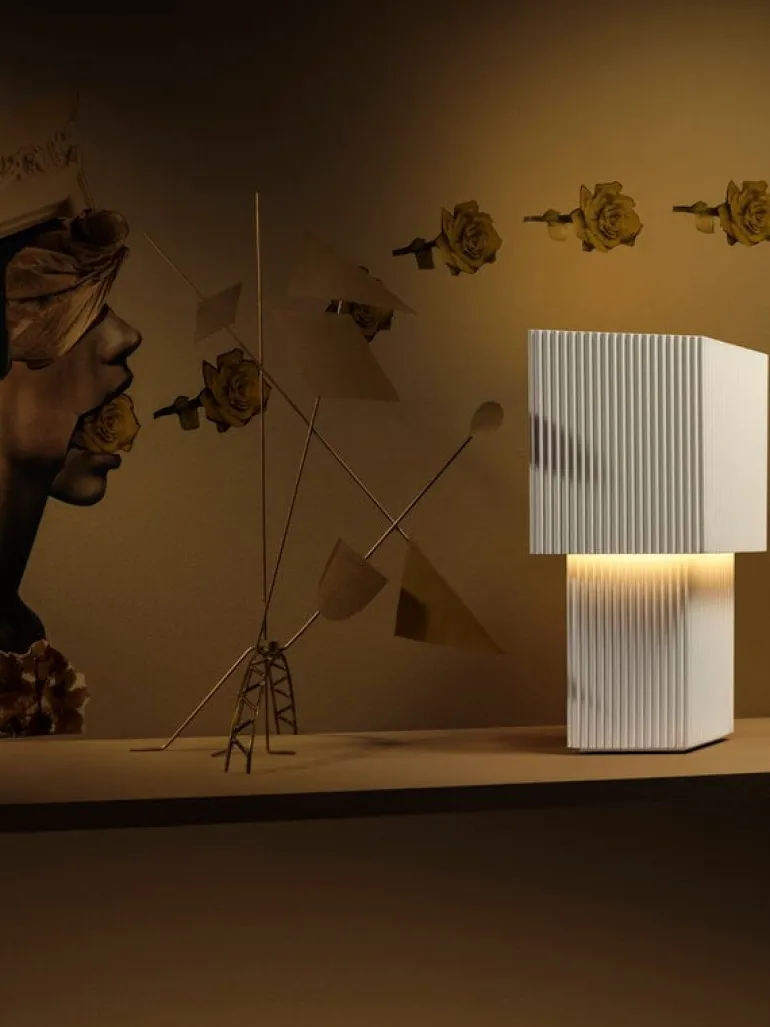 Pholc Romb Mini bordslampa, bomull