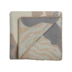 Røros Tweed Fugl og fisk pläd, 100 x 135 cm, grå - beige