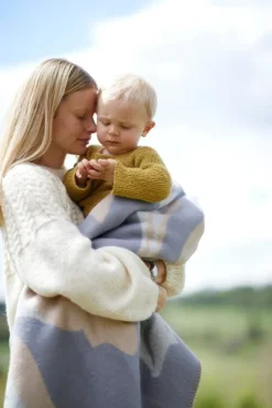 Røros Tweed Fugl og fisk pläd, 100 x 135 cm, grå - beige