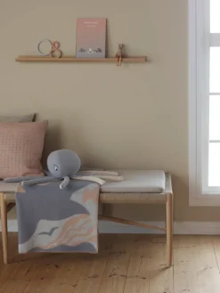 Røros Tweed Fugl og fisk pläd, 100 x 135 cm, grå - beige