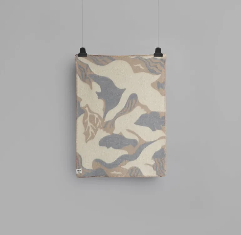 Røros Tweed Fugl og fisk pläd, 67 x 100 cm, grå - beige