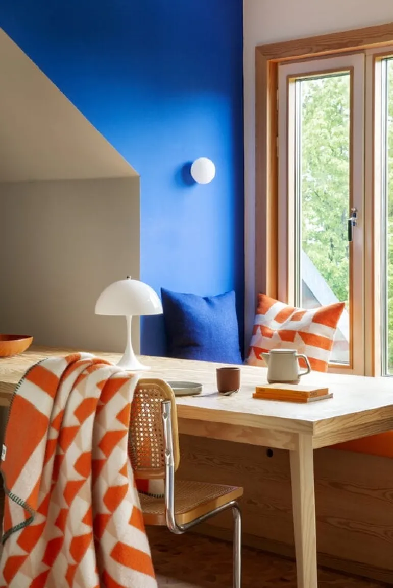 Røros Tweed Kvam filt, 135 x 200 cm, orange